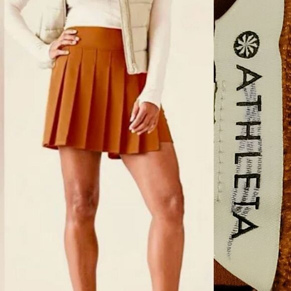 NEW 16 ATHLETA SKORT ENDLESS PLEAT FRONT SHORTS BACK RUST BROWN TENNIS XL 1X - Picture 1 of 9